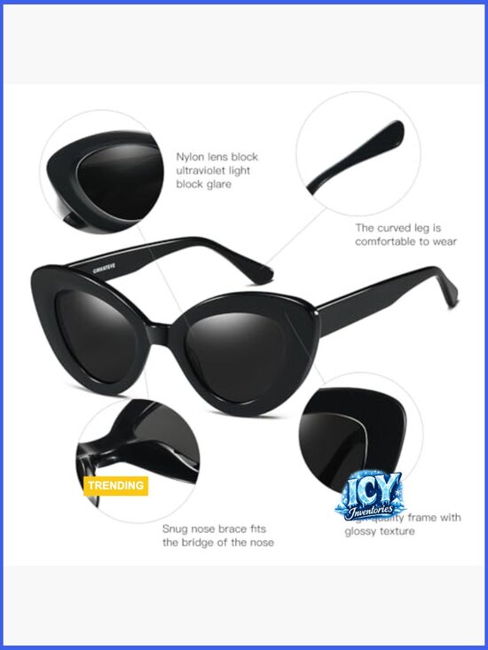Retro Cat Eye Sunglasses with Polarized UV Protection, Acetate Frame